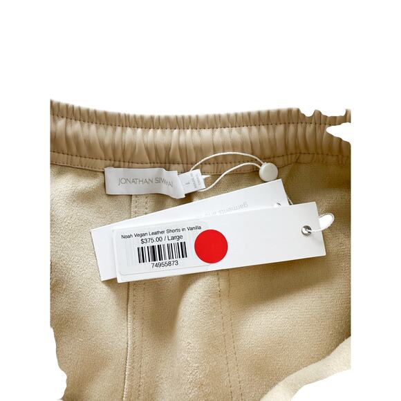 Jonathan Simkhai Noah Vanilla Cream Leather High Rise Vegan Leather Shorts L - Picture 6 of 9